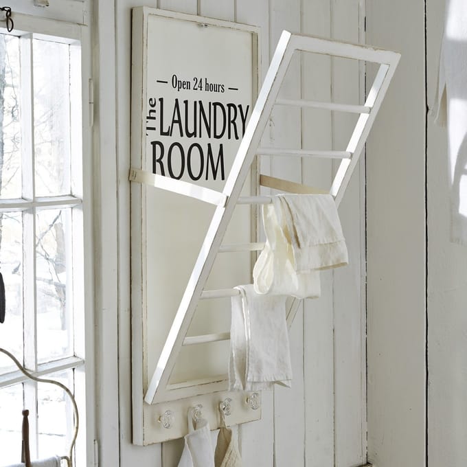 LOBERON Handdoekenhouder Laundry Room antiekwit