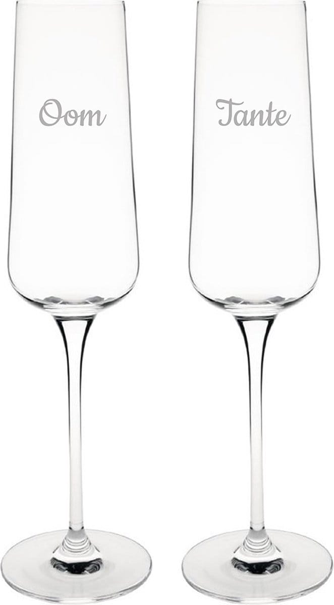 Gegraveerde Champagneglas 27cl Tante & Oom