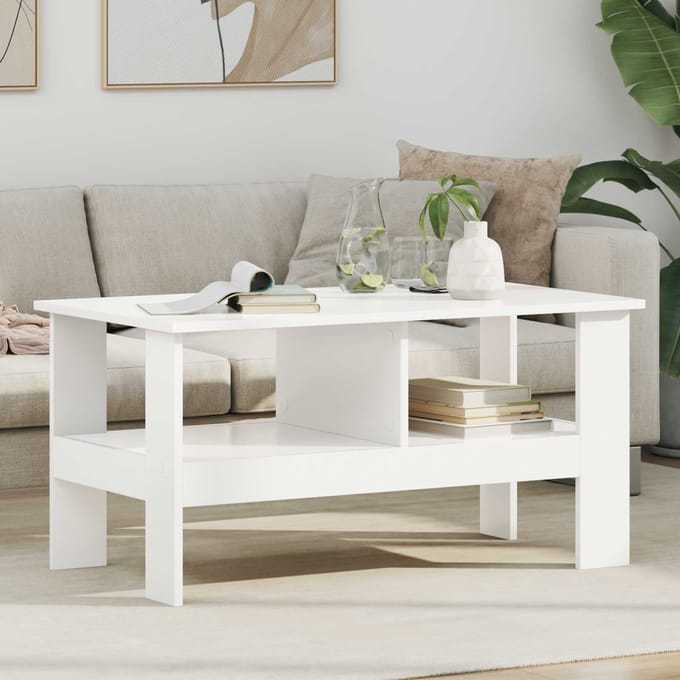 vidaXL - Salontafel - Wit - 90 - x - 50 - x - 45 - cm - Bewerkt - hout
