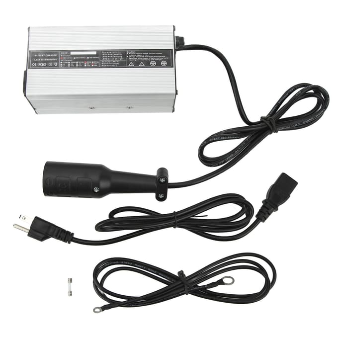 Golfkar Oplader DC 48V 6A 3-Pin Rond Universele Pasvorm voor Golfkar met 48 Volt Systeem gray