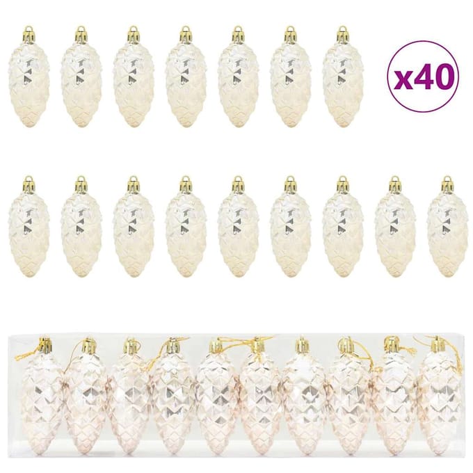 vidaXL - Kerstdennenappelbal - 40 - st - champagne - 4 - x - 9 - cm - Kunststof