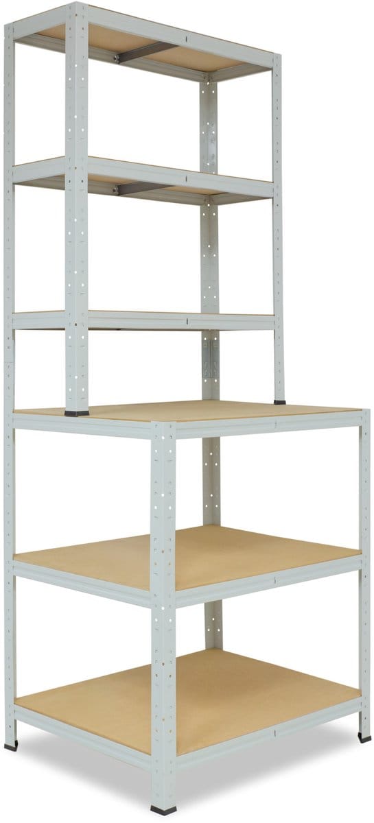Shelfplaza OFFICE werkbankstelling - 190x80x60 cm - lichtgrijs - 6 planken