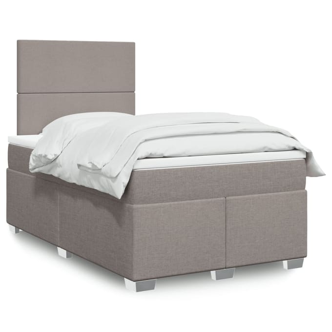 vidaXL - Boxspring - met - matras - stof - taupe - 120x190 - cm