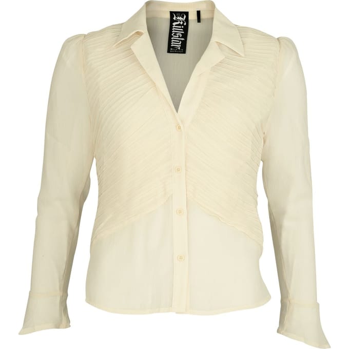 Killstar - Gothic Blouse - Nocturne Nights - Evermore Eclipse Shirt Ivory - XS tot XXL - voor Vrouwen - gebroken wit