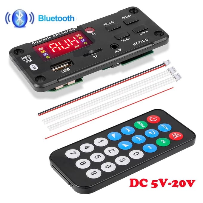 Draadloos Bluetooth 5.0 9V-24V MP3 WMA Decoderbord Auto Audio USB TF FM Radio Module Kleurenscherm MP3 Speler met Afstandsbediening zomp kleur