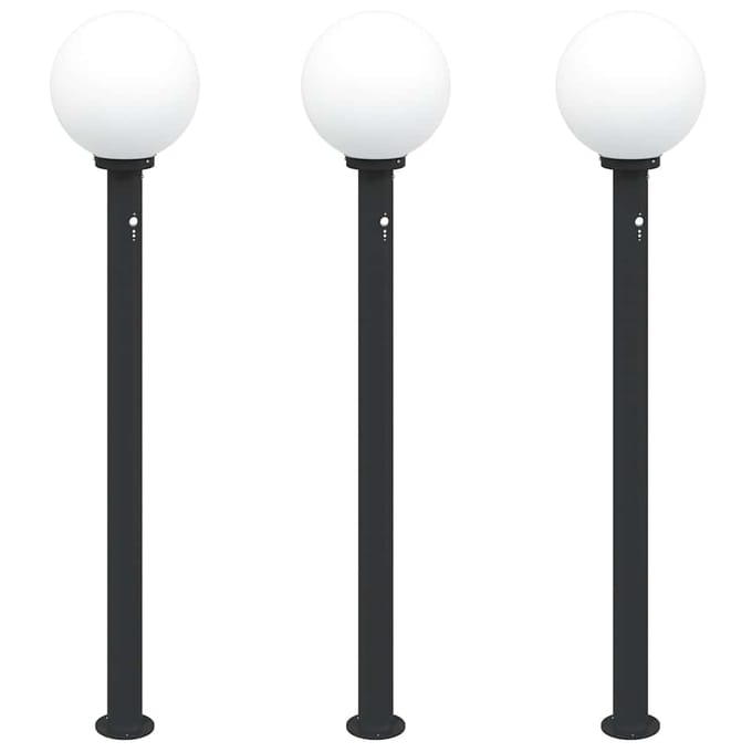 vidaXL Bolderverlichting met sensor 3 stuks 120 cm Zwart IP44