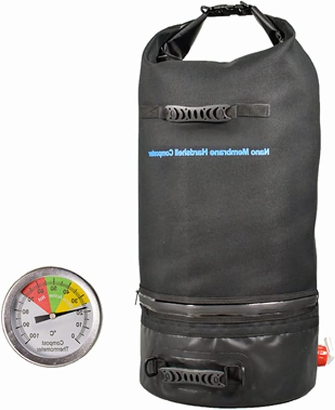 Compostbak Tuin - Compostzak Tuinafval - Compost Maken - Met Thermometer - 70 Liter - Zwart