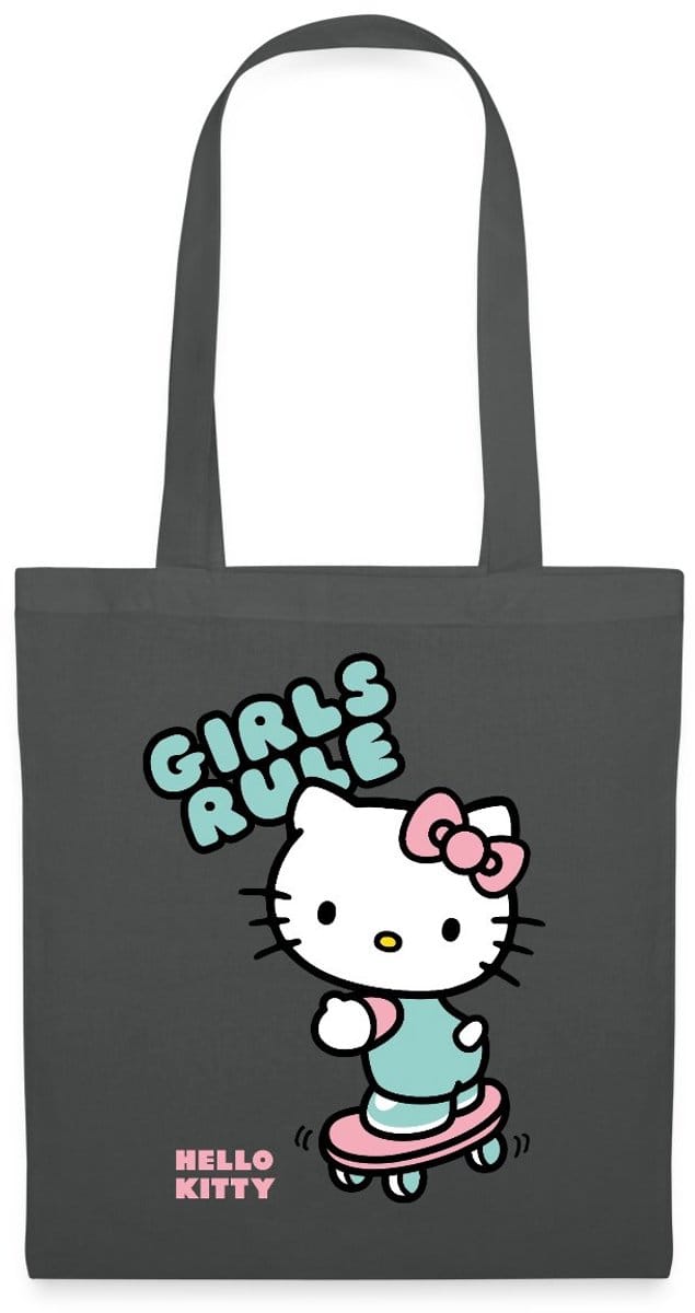 Hello Kitty Op Een Skateboard Met Girls Rules Tas Van Stof Schoudertas