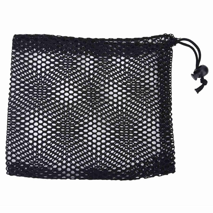 Zwarte Nylon Mesh Trekkoord Pouch Golfballen Houder Opbergtas Accessoire M