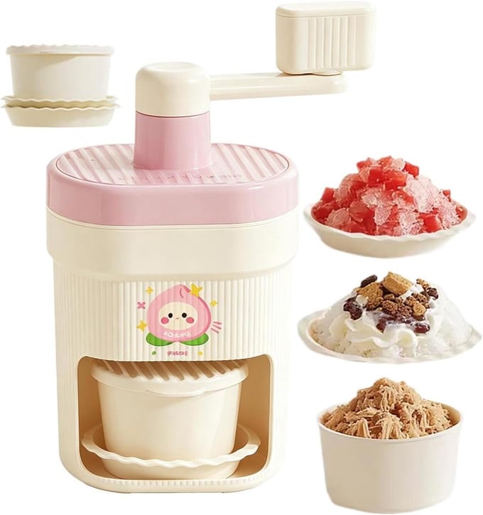 Scheerijs Maker - IJsmolen Handmatig - Drankjes Maken - Draagbaar Ontwerp - 12 x 23 cm - Roze