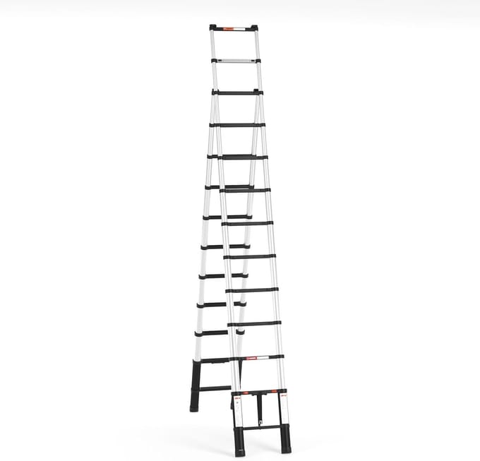 Telescopische Reformladder - Compacte Ladder - Veilig Klussen - Soft Closing Mechanisme - 38 Meter Uitschuifbaar - Zwart