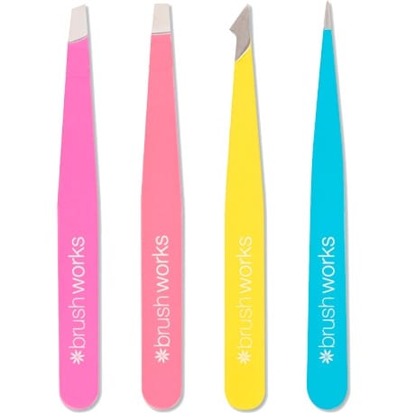 brushworks Combination Tweezer Set Neon 4 st