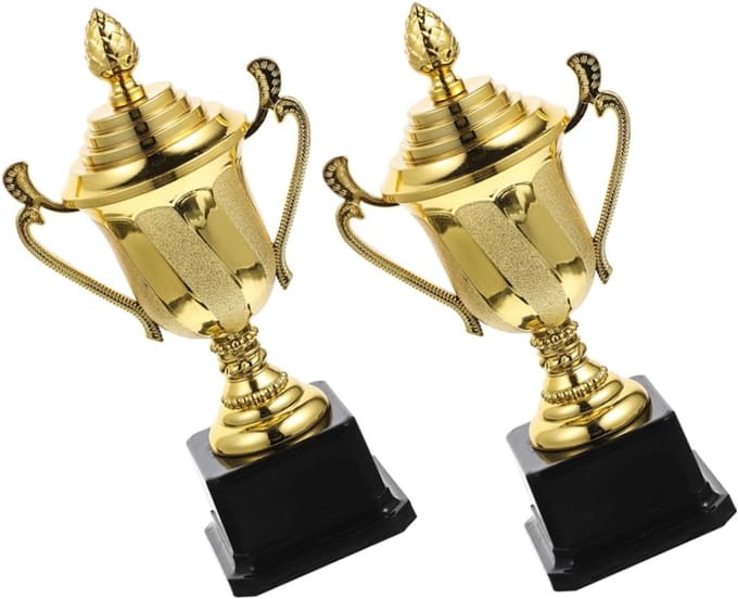 Wedstrijd Trofee - Prijstrofee Kinderen - Prestaties Belonen - Lichtgewicht Plastic - 6x12x21cm - Goud