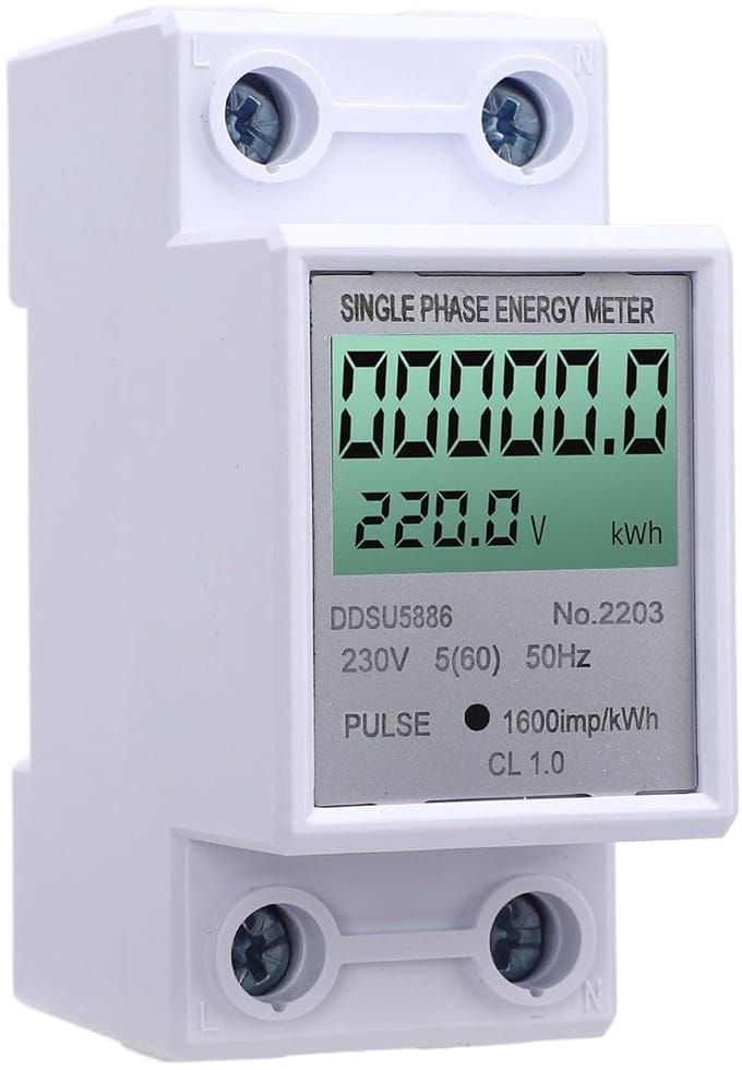 Energiemeter - Stroomverbruik meter - Thuis Elektriciteit - Helder Display - 5 (60) A