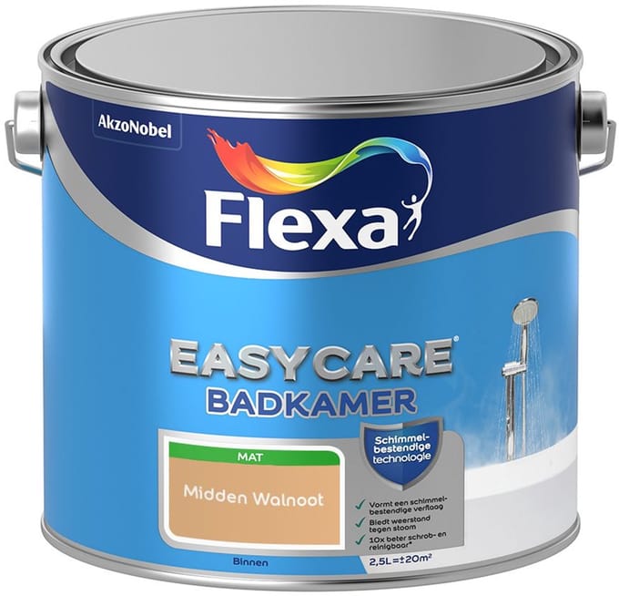 Flexa - Easycare Badkamer - Midden Walnoot - Mengverf - 2,5 L
