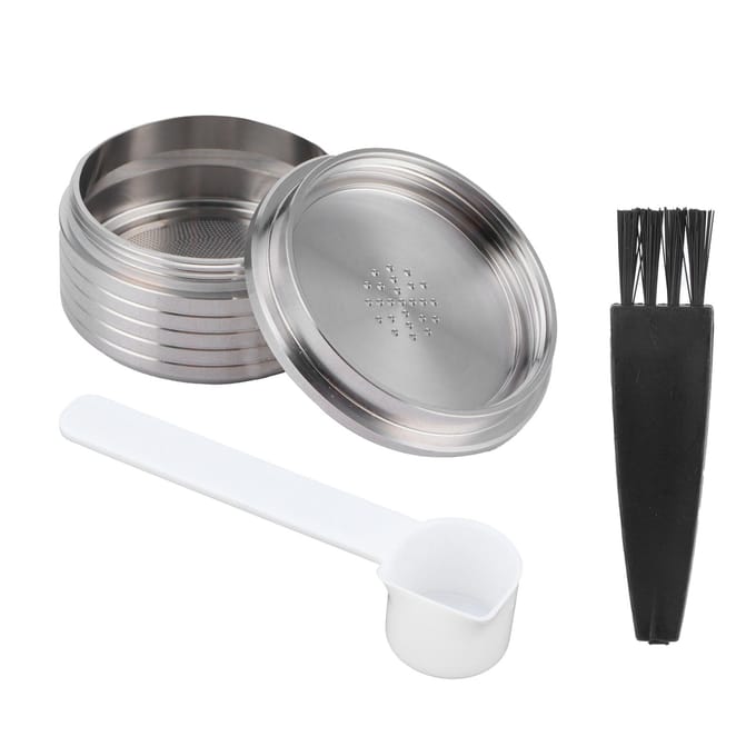 Herbruikbare Koffiecapsule met Lepel Borstel Geschikt voor DELTA Q NDIQ7323 Koffiezetmachine gray