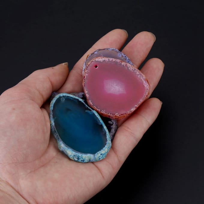 5 Stuks 30-40mm Meervoudig Gebruik Natuurlijke Onregelmatige Vorm Agate Schijven Partij DIY Decoratie Benodigdheden blue