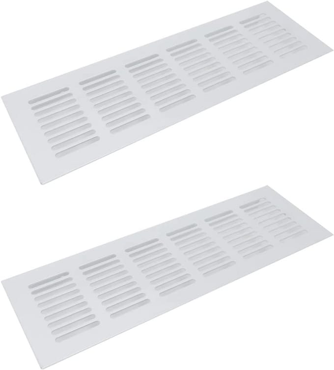 Set van 2 Rechthoekige Ventilatieroosters in Wit - Universele Afdekking voor Vloer, Plafond, Wand en Raam
