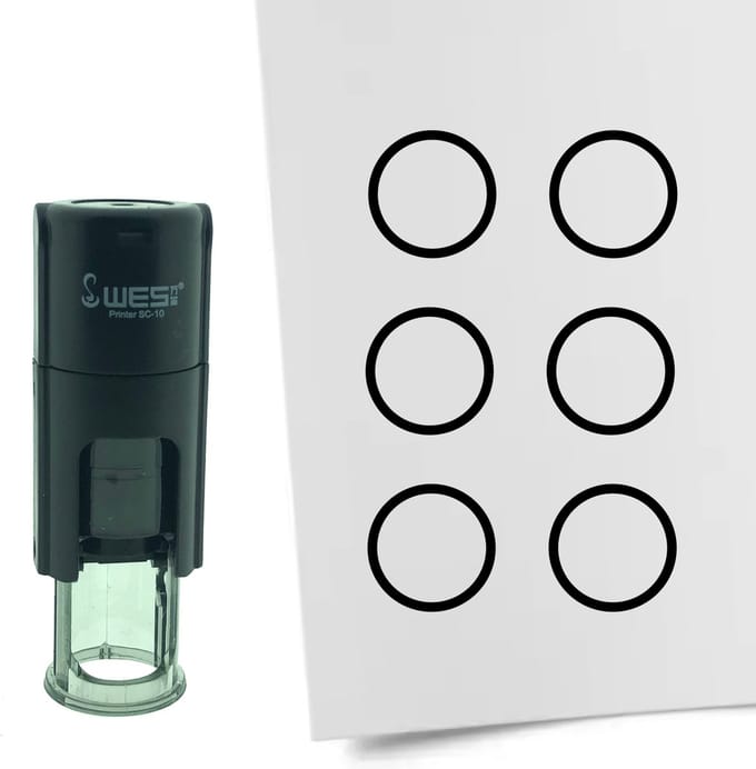 CombiCraft Stempel Rondje 10mm rond - zwarte inkt
