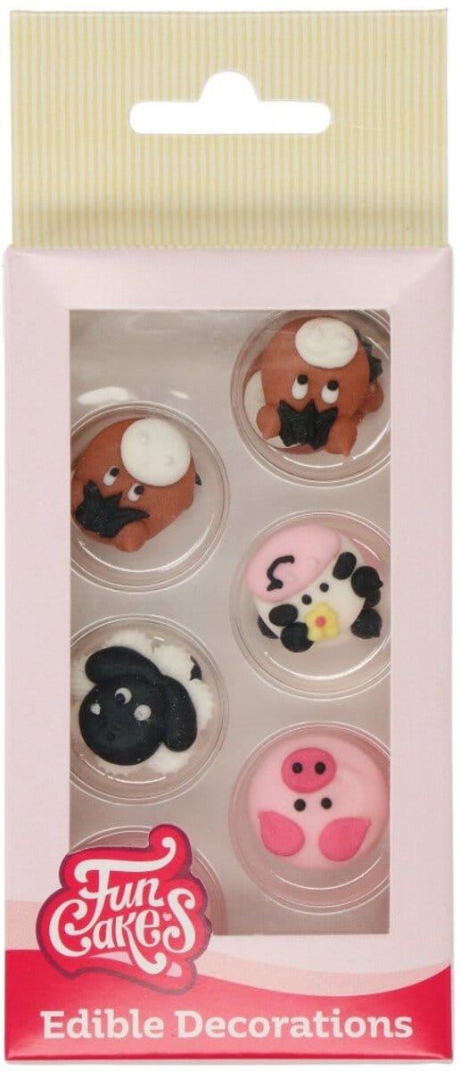 FunCakes Suikerdecoraties - Boerderij Dieren - 12 Stuks - Eetbare Taartdecoratie