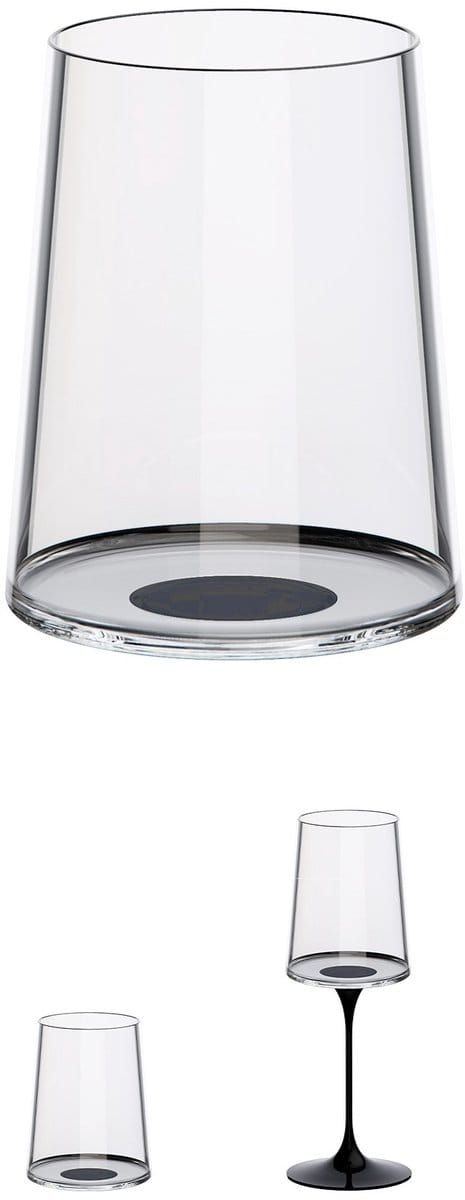 Trebonn SplitGlass - Tumbler / Wittewijnglas - 280ml - Set van 2 - Zwart