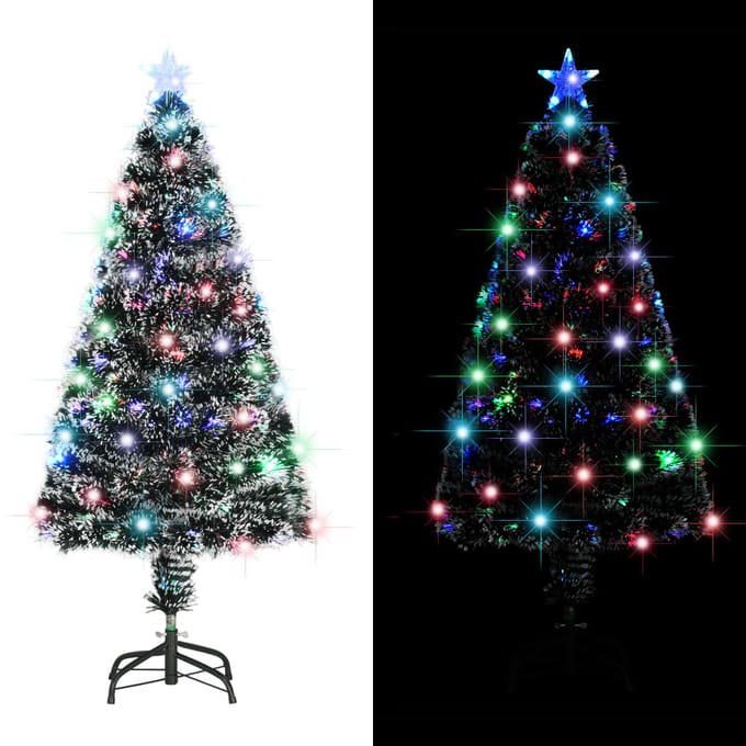 vidaXL - Voorverlichte - kerstboom - met - standaard - en - LED - 120 - cm - glasvezel
