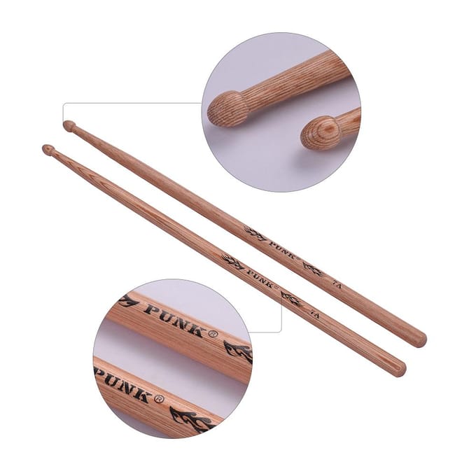 Une paire de baguettes en bois 7A, ensemble de batterie en bois d'hickory 5A brown