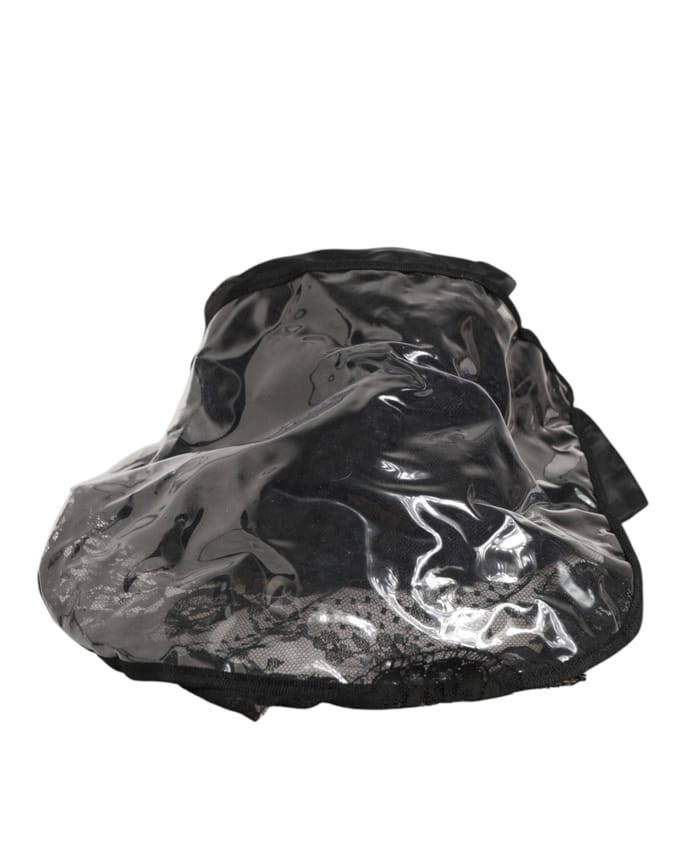 Dolce & Gabbana Zwarte PVC Brede Rand Mannen Bucket Capello Hoed