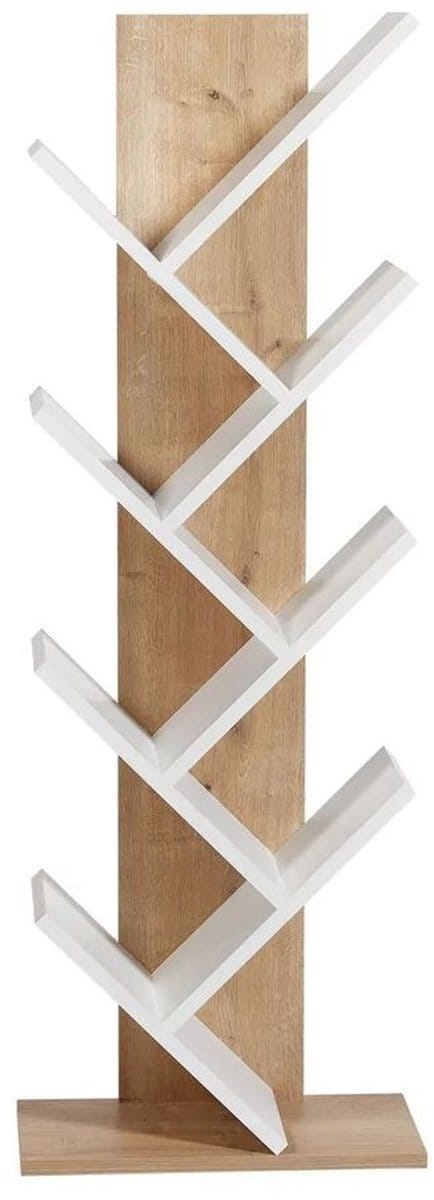 CALICOSY - Boekenkast in eiken- en witdecor H129,8 cm - TUVAL