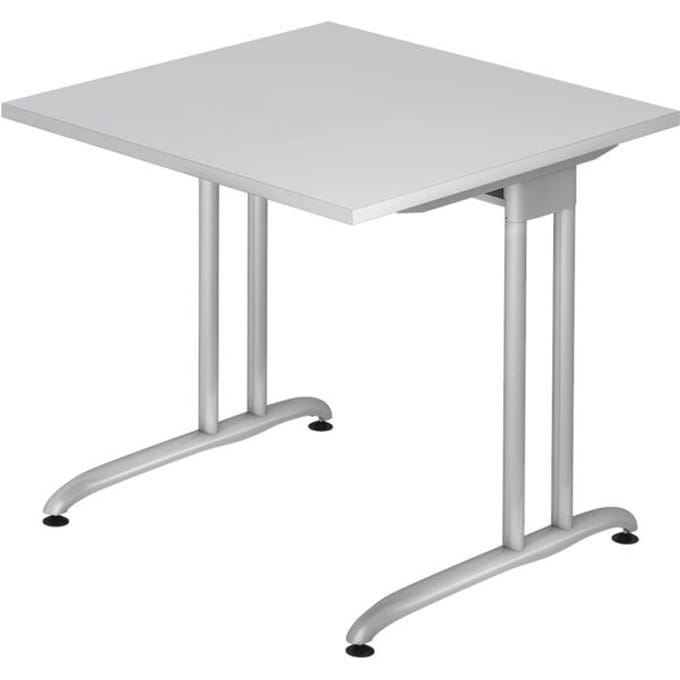 Bureautafel TARA, C-poot, rechthoek, B 800 x D 800 x H 720 mm, lichtgrijs