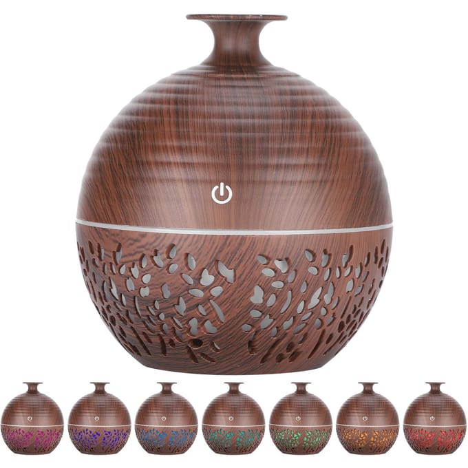 Uitgesneden Luchtbevochtiger Bureau LED Aroma Diffuser USB Mistmaker Essentiële Olie Diffuser gray