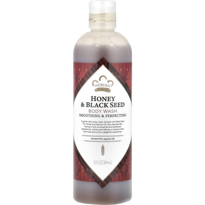 Nubian Heritage, Body Wash, Honey & Black Seed, 13 fl oz (384 ml) white