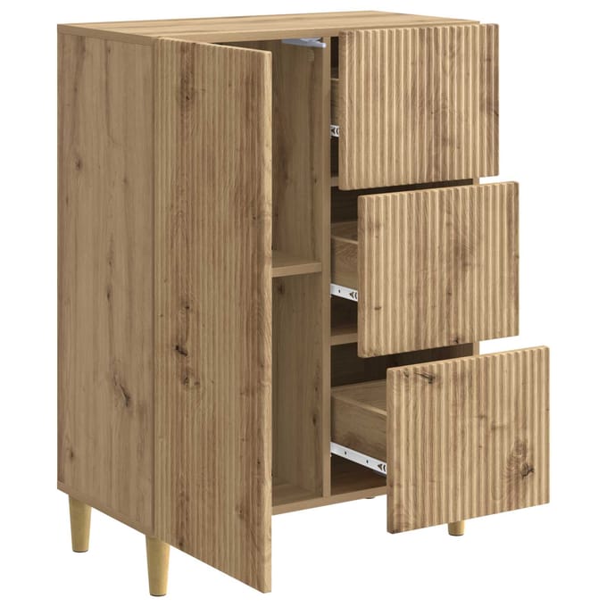 vidaXL - Dressoir - Artisanaal - eiken - 66 - x - 34,5 - x - 90 - cm - Bewerkt - hout
