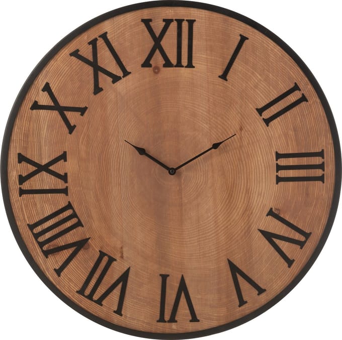 J-Line klok Nue - mdf/ijzer - naturel - large - Ø 60 cm