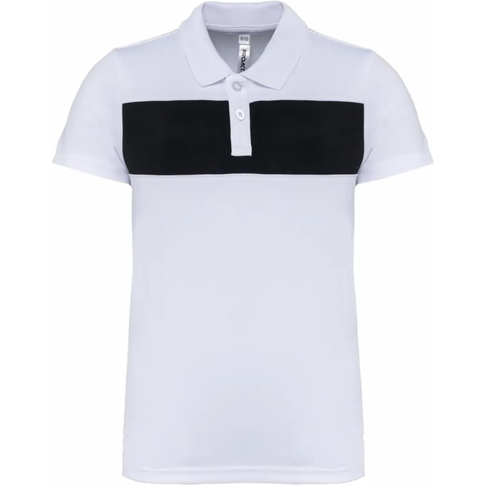PROACT® Kinderpolo korte mouwen PA494 - White / Black - 10/12 years (10/12 ans)