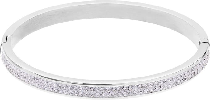 Lucardi Meisjes Bangle met plating - Ovaal - Wit Kristal - Cadeau - Staal - Zilverkleurig