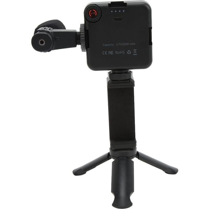 Professionele smartphone vlogsets met statief, invullicht en microfoon voor camera-opnames. black