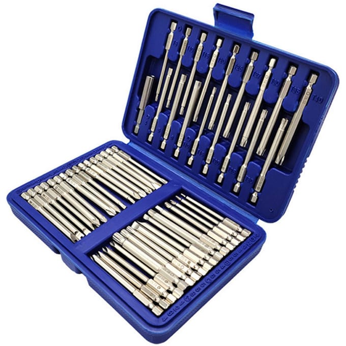 50 stuks lange schroevendraaierbitsset 49 stuks 75 mm Cr-V schroevendraaierbits + 1 stuk magnetische bithouder met Sandblasting
