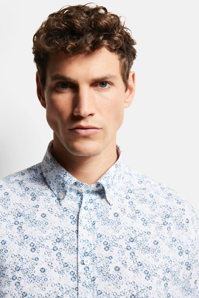 Bugatti Herren Casual overhemd met bloemenprint