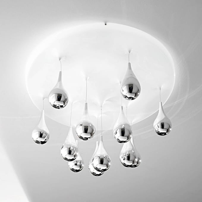 Sil-Lux Plafondlamp Pioggia, wit, chroom, Ø 50 cm H 33 cm