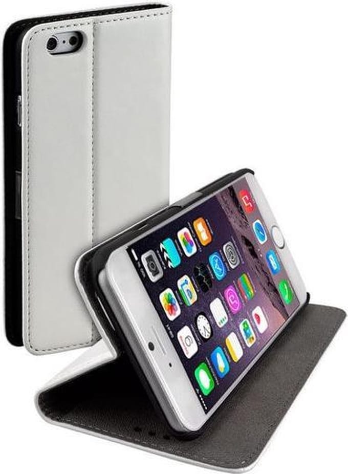 Stand Case Book Style Flip Cover Hoesje Apple iPhone 6 Plus (5,5 inch) Wit