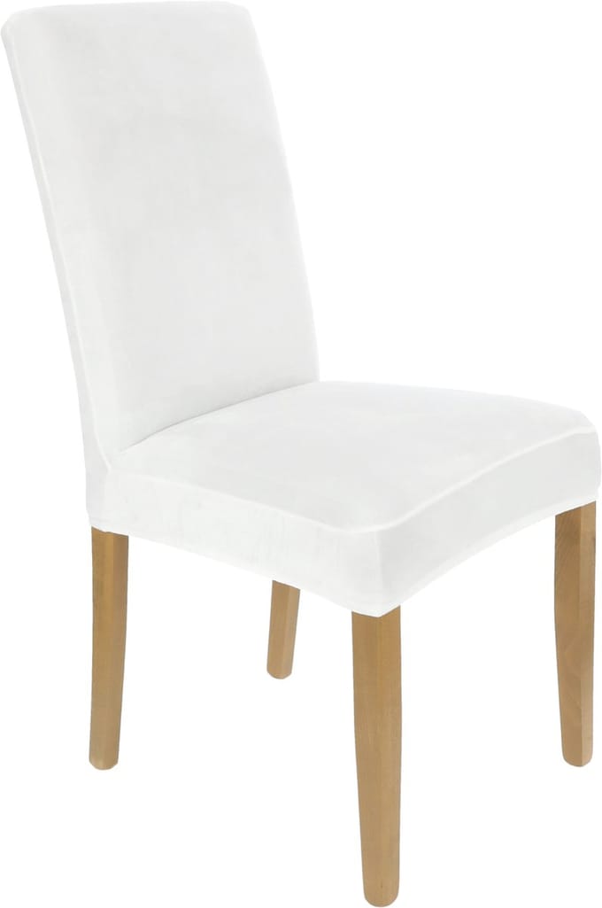 Ubieramy-meble - Witte Velours Stoelhoes - Elastisch - Elegant - Functioneel