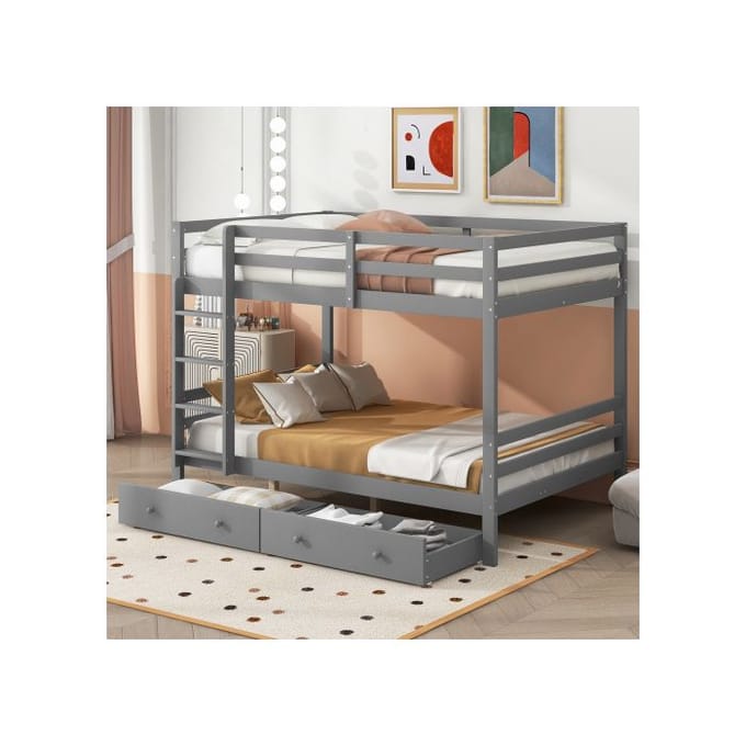 Stapelbed - MUVOE - 140x200cm - Grijs - Met lades - Robuuste constructie grijs