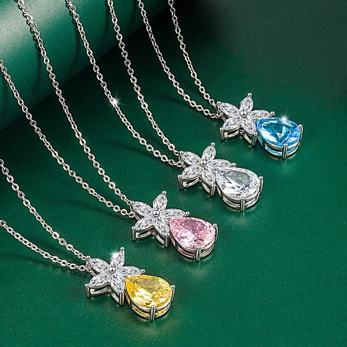POMOiii Druppelvormige hanger ketting Meerdere kleuren mode bruiloft verlovingssieraden