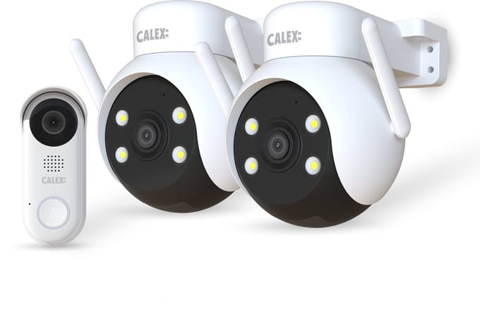 Calex Smart Security starterset Buiten - 2 Outdoor PTZ Camera's + video‑deurbel met 2‑weg audio - Full HD