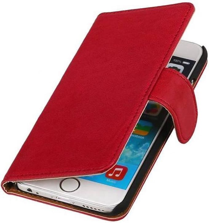 Washed Leer Bookstyle Hoesje - Geschikt voor iPhone 6 Roze