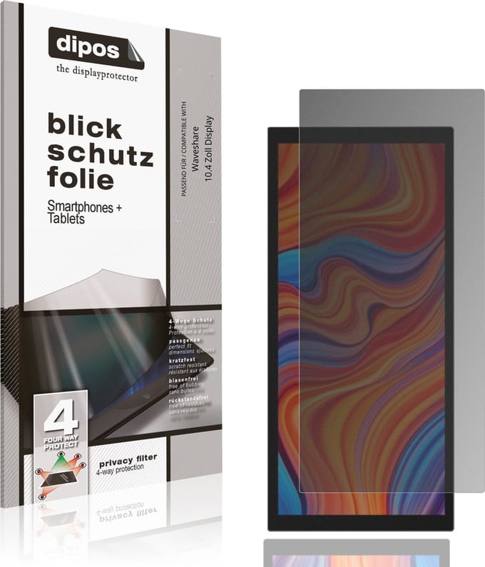 dipos – Matte Privacy Screenprotector geschikt voor Waveshare 10.4 Zoll Display | Anti-Spy Beschermfolie