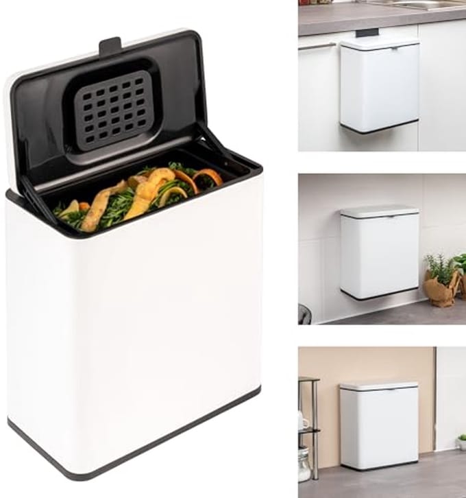 Biologische afvalemmer 6L met geurfilter voor keuken – compacte en hygiënische compostemmer