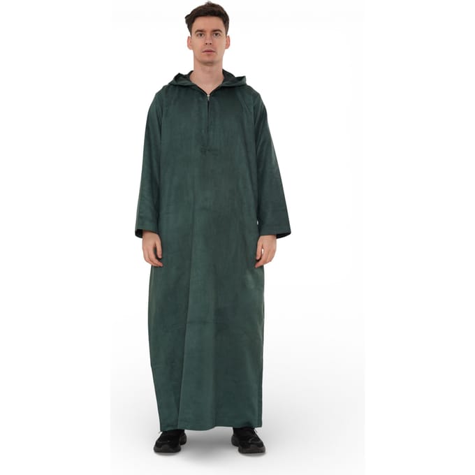 Heren Eid Groene Marokkaanse Jubba Robe Ramadan Eid Thobe met capuchon - HM12