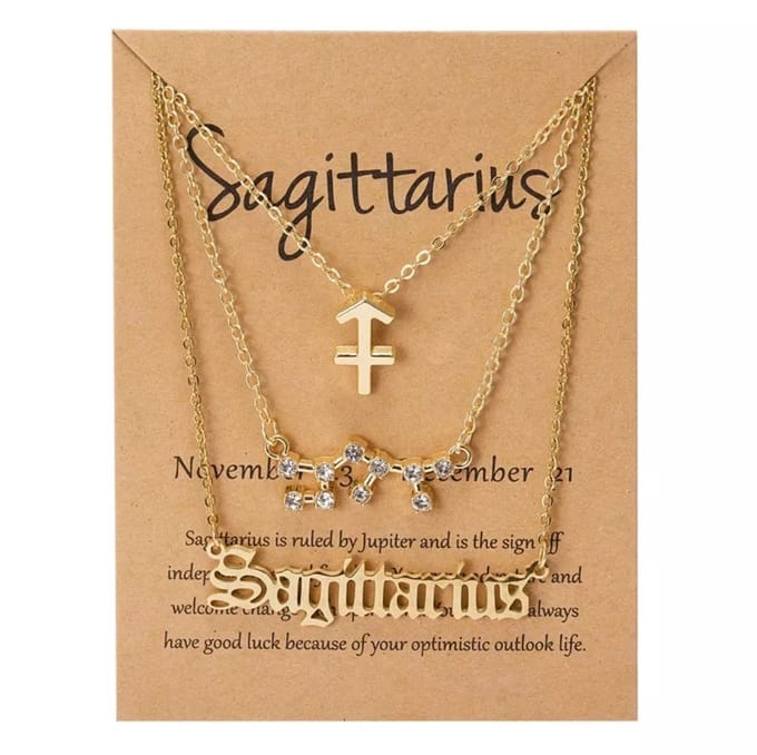 Sagittarius - Boogschutter Zodiac Kettingen Set - Verguld - 3 Stuks - EmmyRovi
